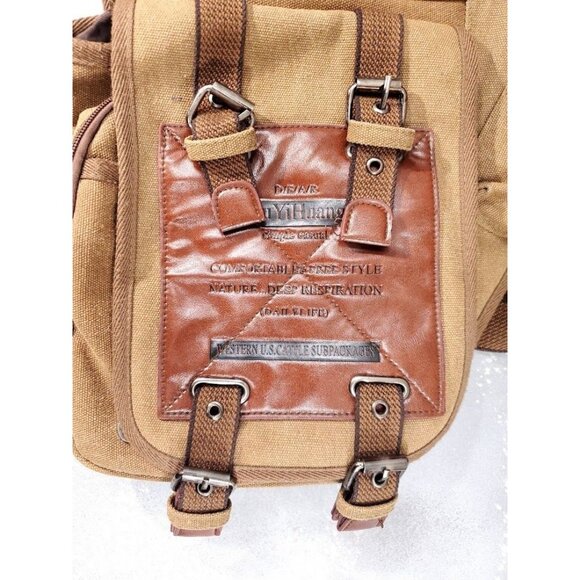 Tactical Saddlebag Vintage Style Messenger Bag Canvas Leather Ru Yi Huang - Picture 2 of 9